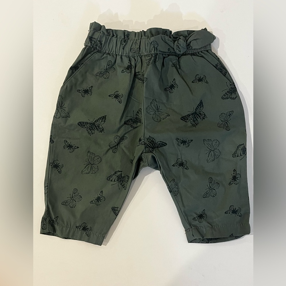 Joe Fresh Stylish Camo Green with butterfly design stylish pants 3-6 months